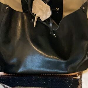 Elegant Black Leather Tote Bag